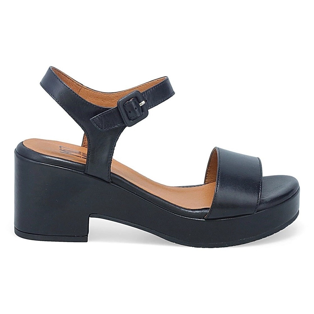 New Miz Mooz Gillie Leather Platform Heeled Sandals Black‎ EU 42 US 10.5-11